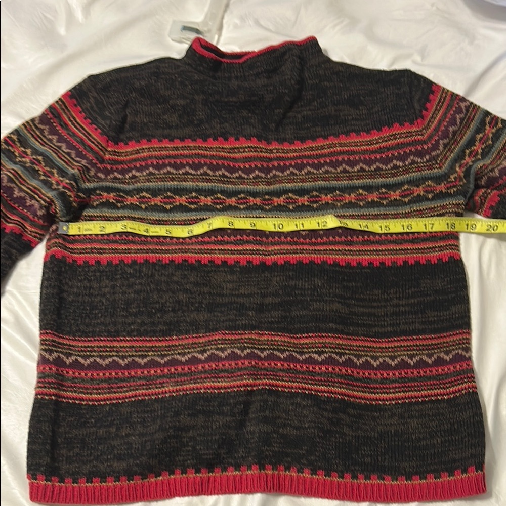 Tiara Black and Red Cowl Neck Sweater with Nordic Patterns
